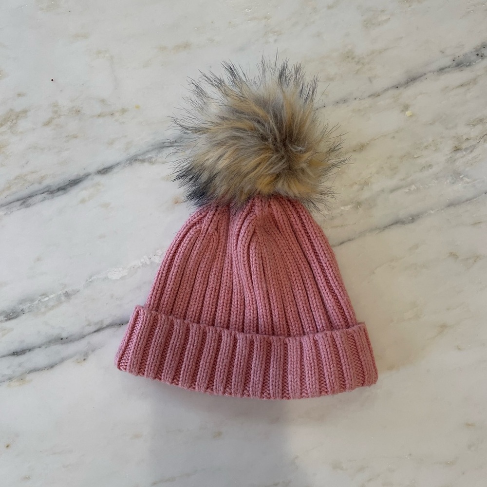 J.Crew Pink Pom Beanie Winter Hat